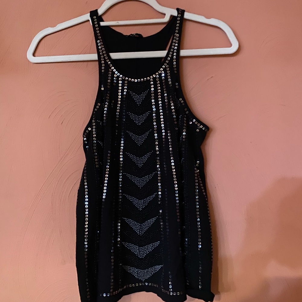 Racer back sequined tank top